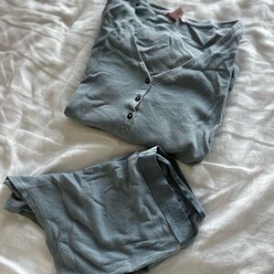 Victoria's Secret Blue Pajama Set - Long sleeve shirt and shorts set